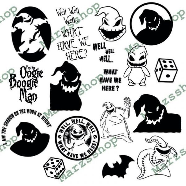 Spooky 16 Piece Oogie Boogie Inspired Dice and Villain Halloween svg