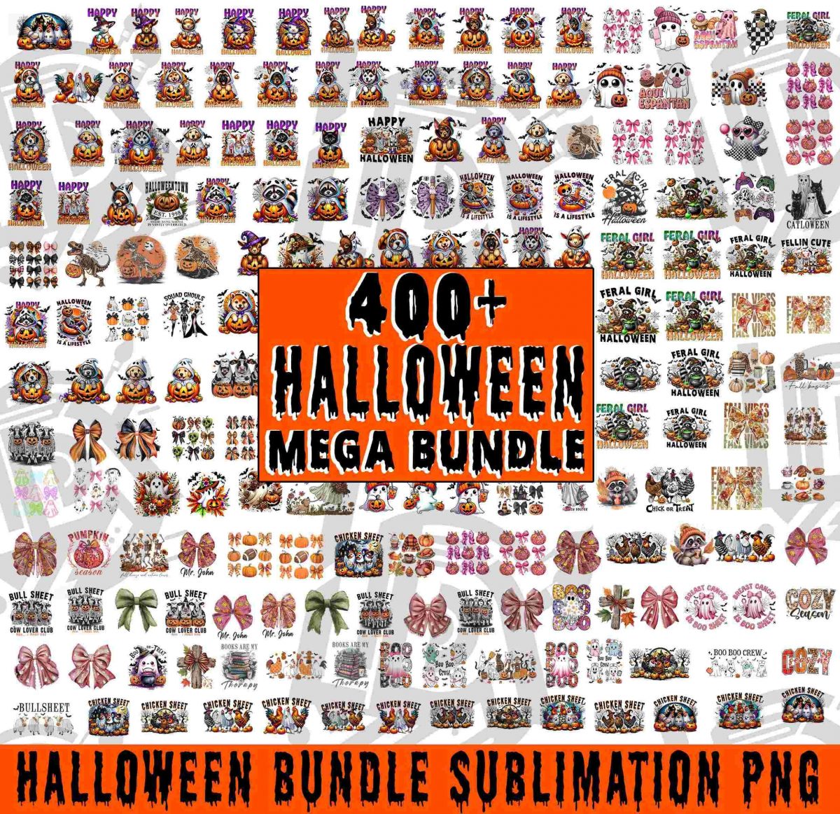 Spooky 400 Halloween Mega Bundle Ghosts Pumpkins More PNG SVG