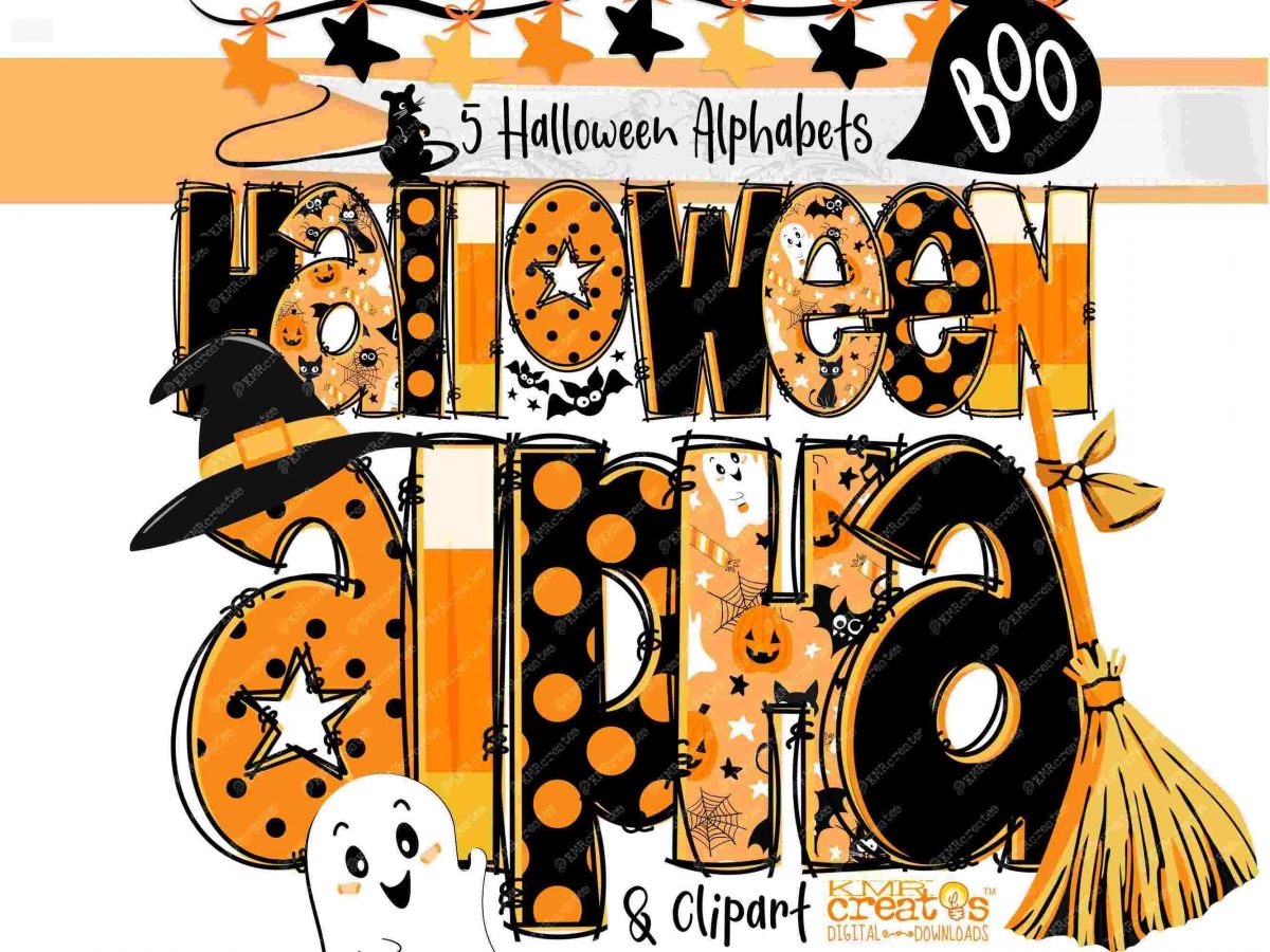 Spooky Alphabet SVG Bundle Halloween Letters Candy Corn Clipart