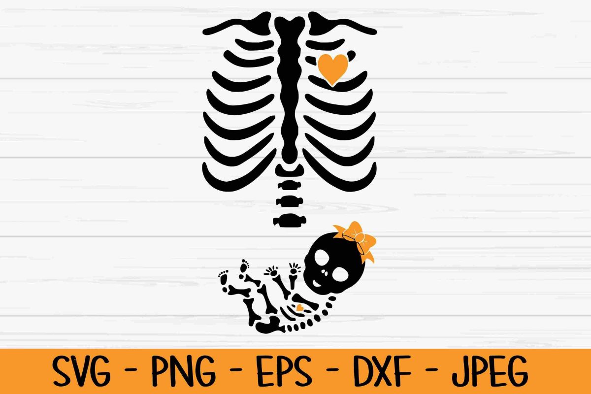 Spooky Baby Girl Skeleton Halloween SVG for Pregnancy Announcement