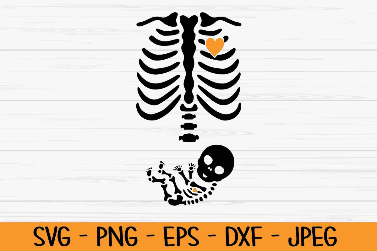 Spooky Baby Skeleton Halloween SVG for Pregnancy Announcement DXF