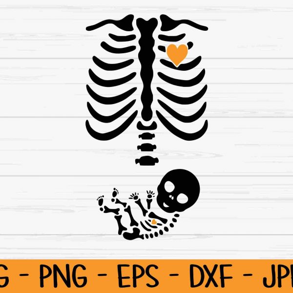 Spooky Baby Skeleton Halloween SVG for Pregnancy Announcement DXF