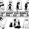 Spooky Black Cat and Ghost SVG Cute Halloween Clipart Boo Funny