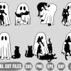 Spooky Black Cat Cute Ghost SVG for Halloween Funny Clipart Vectors