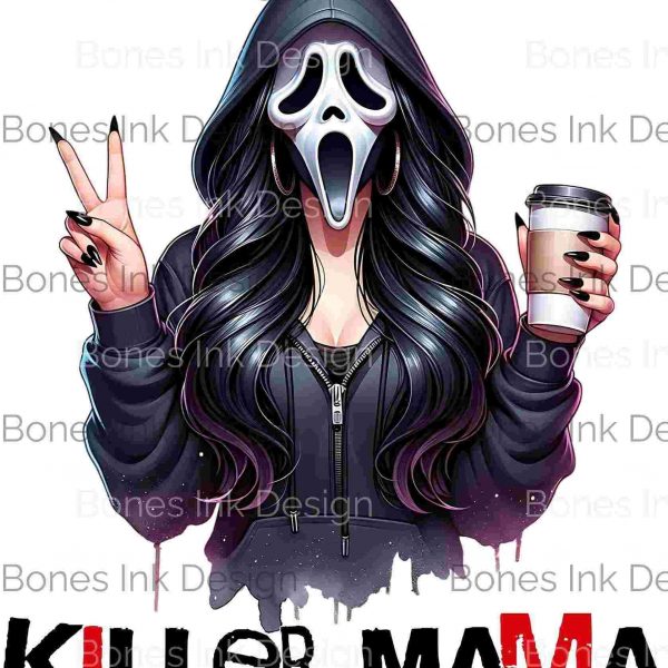 Spooky BlackHaired Mama Ghost for Halloween Vibes Coffee Lover SVG