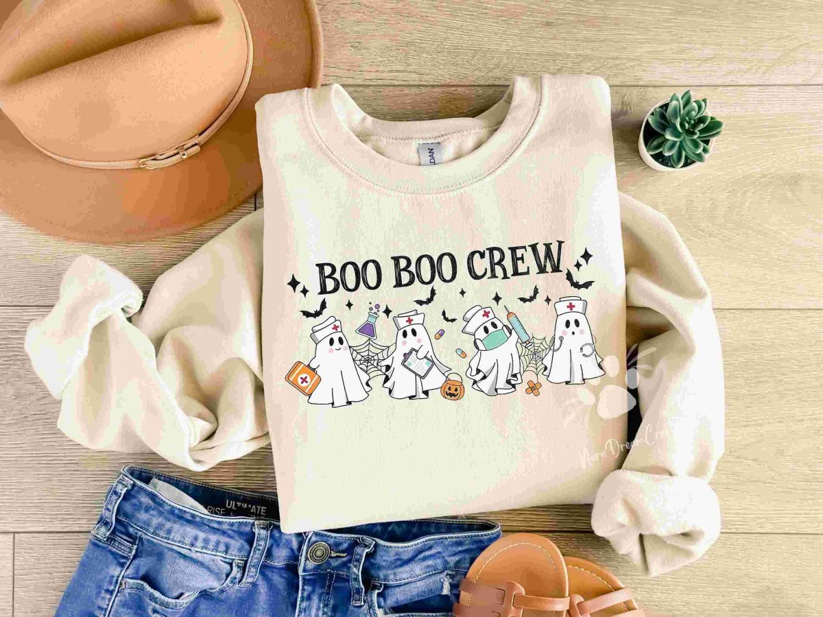 Spooky Boo Boo Crew SVG PNG Ghostly Nurse Funny Cute Halloween