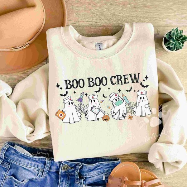 Spooky Boo Boo Crew SVG PNG Ghostly Nurse Funny Cute Halloween