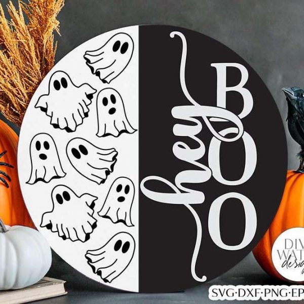 Spooky Boo Ghost SVG Halloween Circular Art