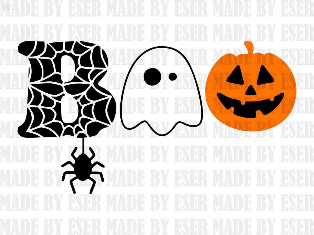 Spooky Boo Pumpkin Ghost Halloween SVG Clipart Cut File Design