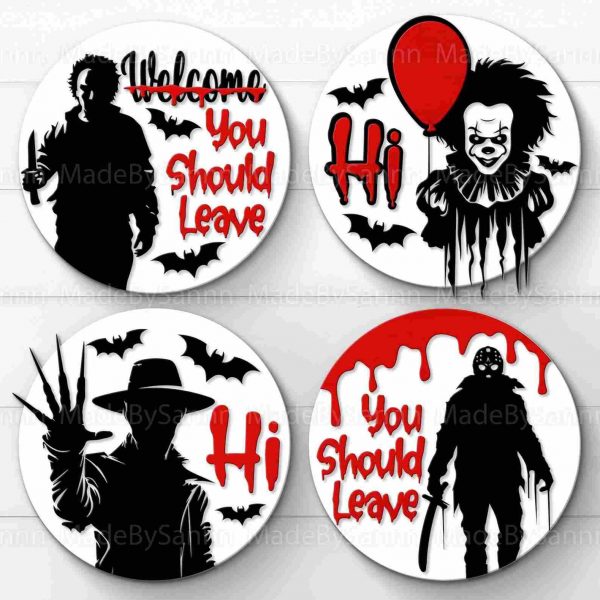 Spooky Characters Halloween Door Sign svg Halloween Welcome Sign png