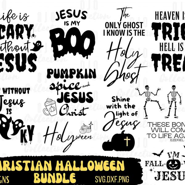 Spooky Christian Halloween Bundle Ghosts Treats Holyween SVG PNG