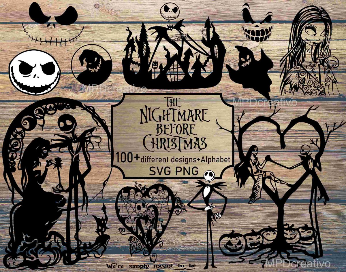 Spooky Christmas Bundle Jack Skellington Svg Png Set for Cricut