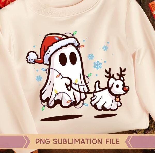 Spooky Christmas Ghost Walking Dog svg Ghostly Christmas Dog Festive