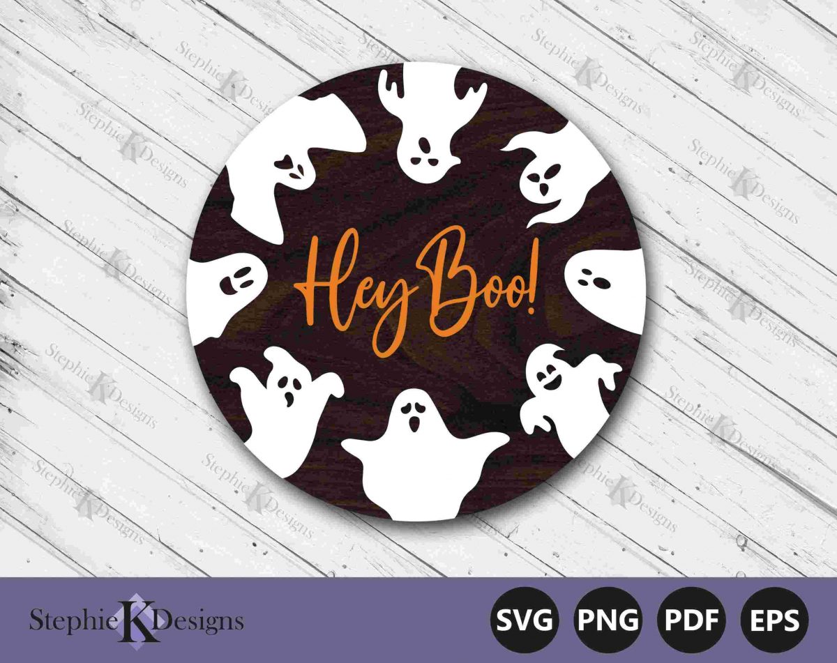 Spooky Circle Halloween Sign SVG Ghost Decor SVG Welcome Cut File