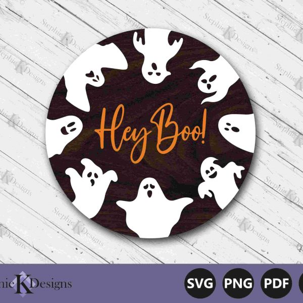 Spooky Circle Halloween Sign SVG Ghost Decor SVG Welcome Cut File