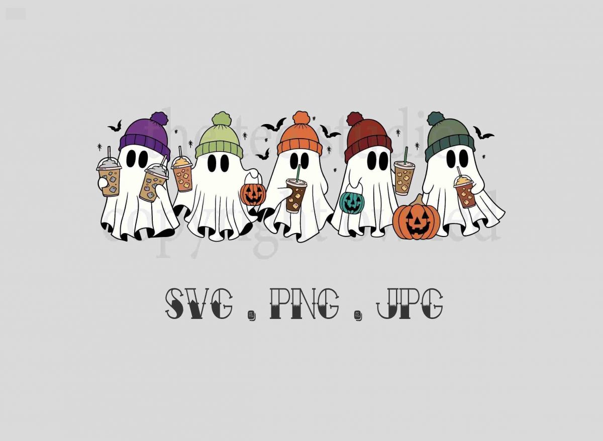 Spooky Coffee Pumpkin Spice SVGs Funny Ghost JPG Trick or Treat