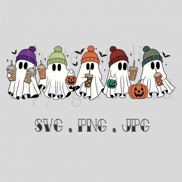 Spooky Coffee Pumpkin Spice SVGs Funny Ghost JPG Trick or Treat