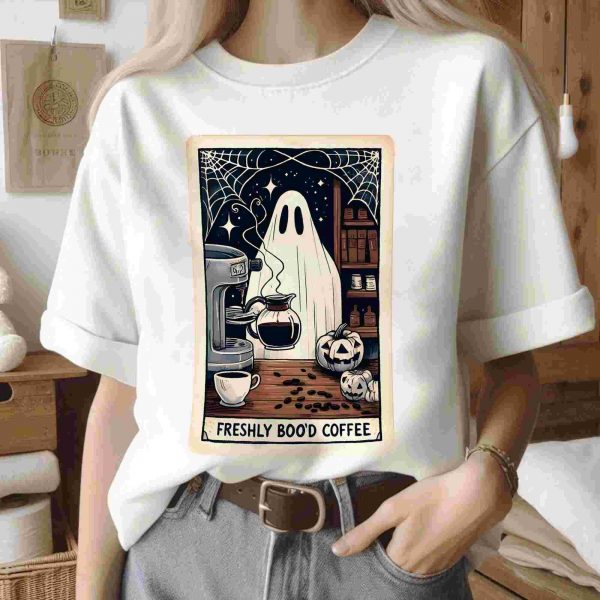 Spooky Coffee Tarot Card SVG Adorable Ghost SVG Halloween PNG Coffee