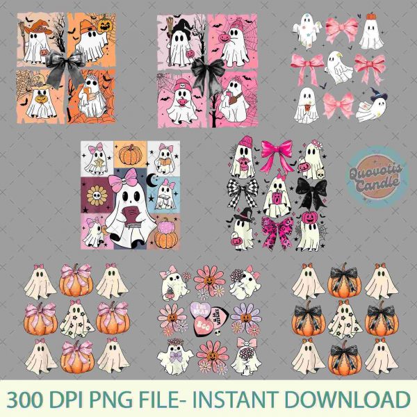 Spooky Coquette Halloween Bundle Bow SVG Ghost PNG Pumpkin PNG