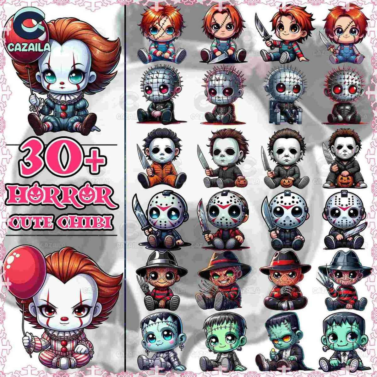 Spooky Cute Horror Character Designs Bundle SVG PNG Format