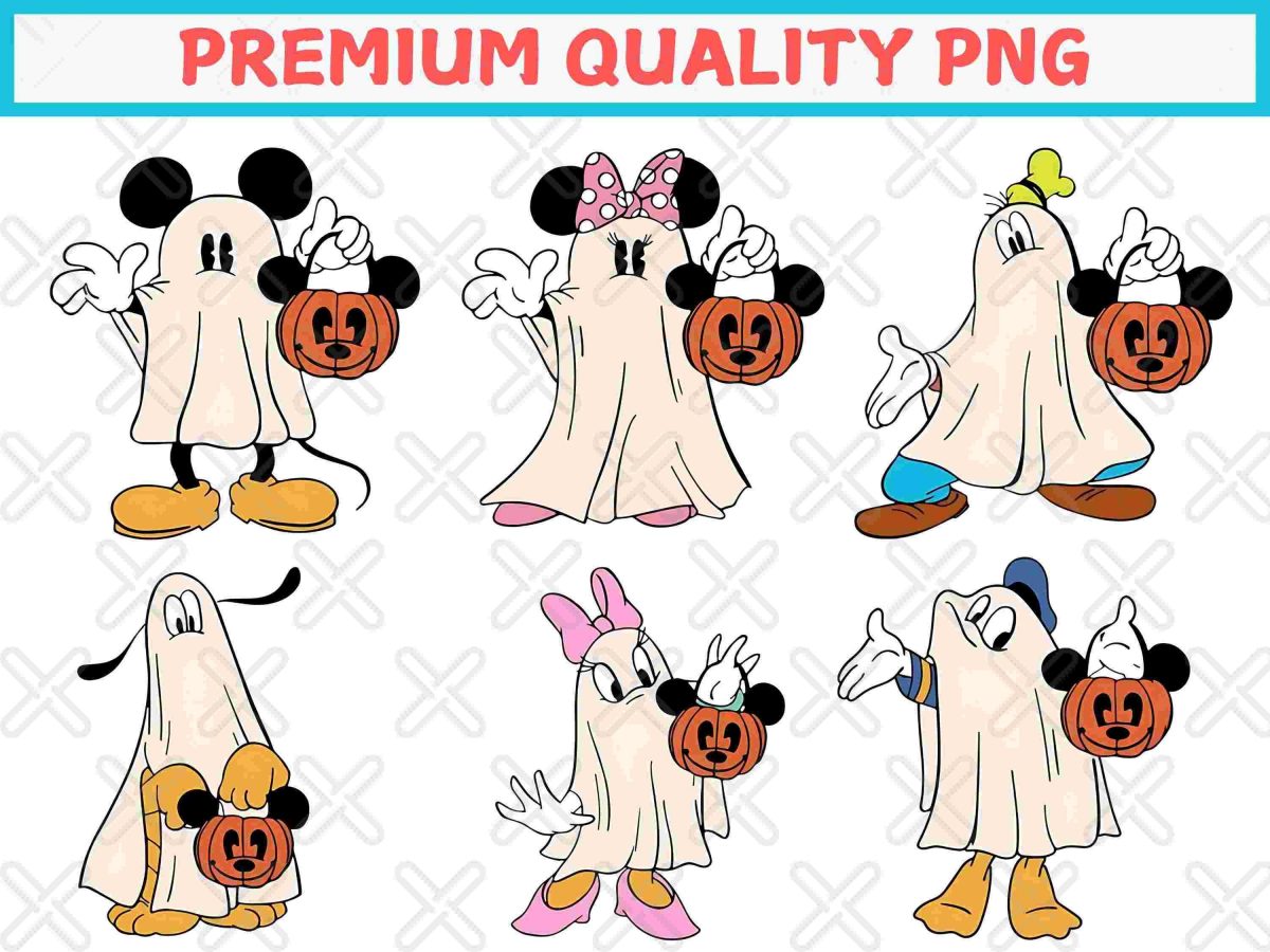 Spooky Disney Characters Ghost SVG Set Halloween Mickey Minnie Goofy