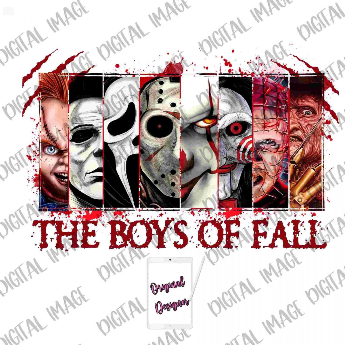 Spooky Fall Boys Horror Movie Characters Scary PNG Image for