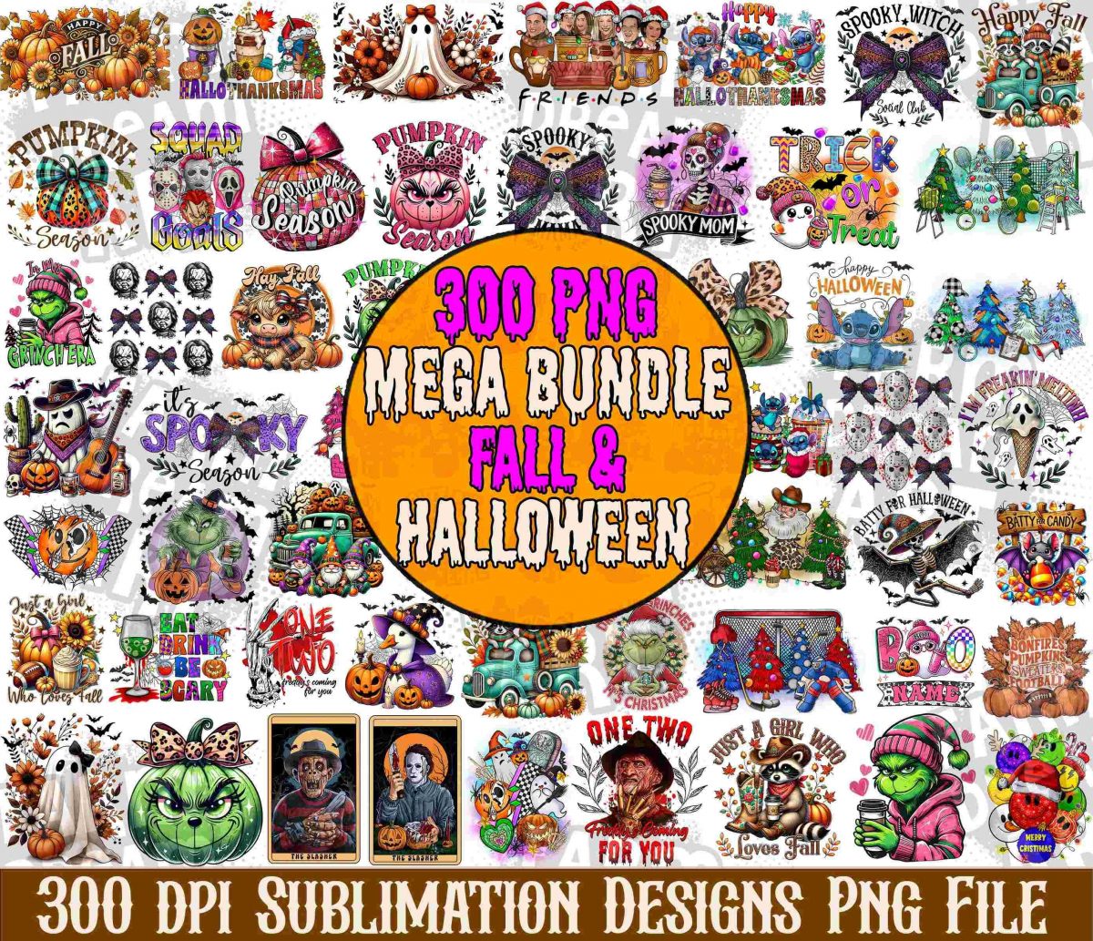 Spooky Fall Halloween Bundle Retro Vibes Sublimation Designs 300 PNG