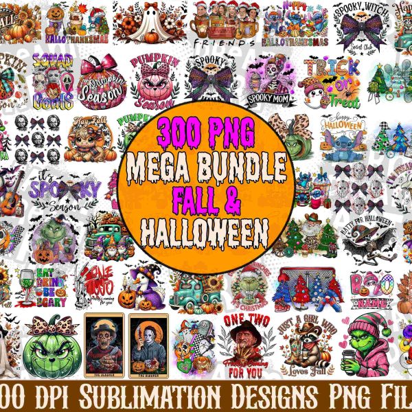 Spooky Fall Halloween Bundle Retro Vibes Sublimation Designs 300 PNG