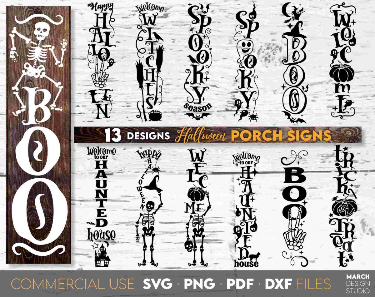 Spooky Fall Porch Sign Bundle SVGs for Cricut Silhouette