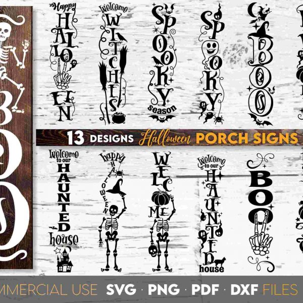 Spooky Fall Porch Sign Bundle SVGs for Cricut Silhouette