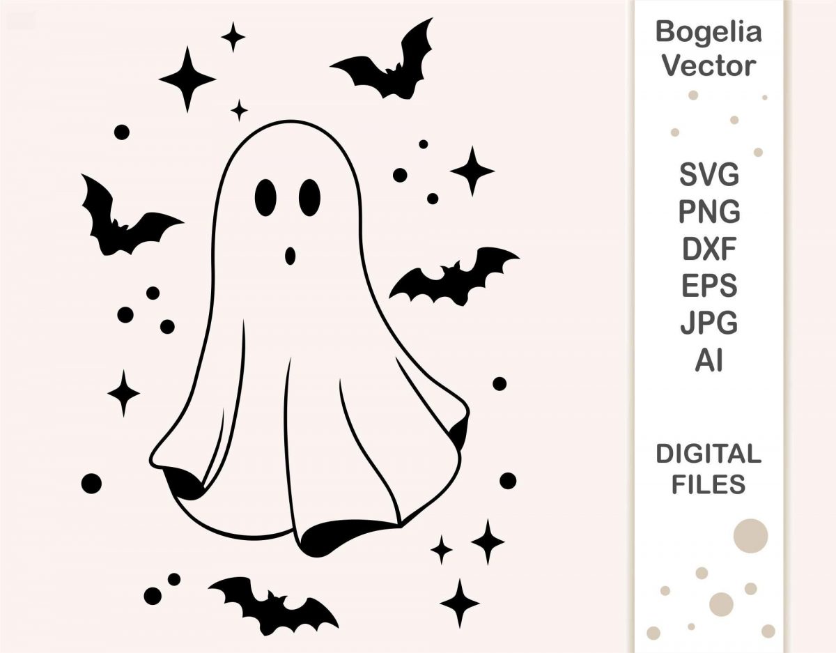 Spooky Ghost and Bat Halloween Svg for Shirts Fall Designs Cricut