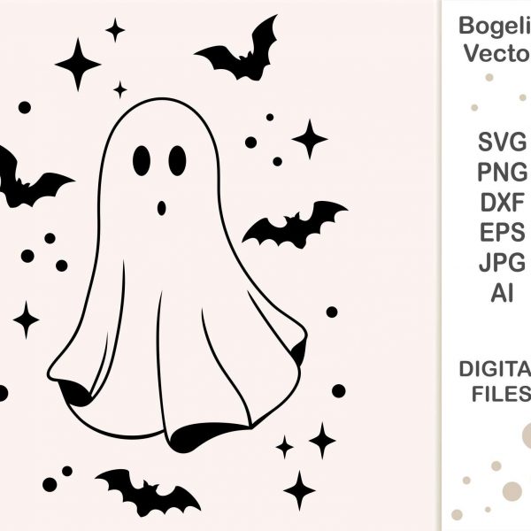 Spooky Ghost and Bat Halloween Svg for Shirts Fall Designs Cricut