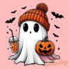 Spooky Ghost and Coffee PNG Sticker Collection for Halloween Trending