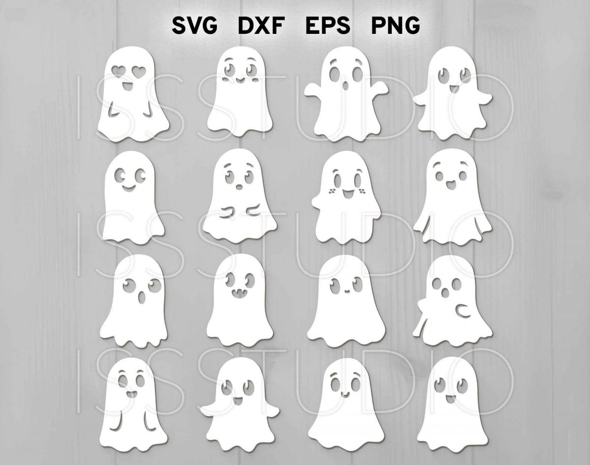 Spooky Ghost Bundle svg Glowforge Ghost svg Halloween Laser Cut File