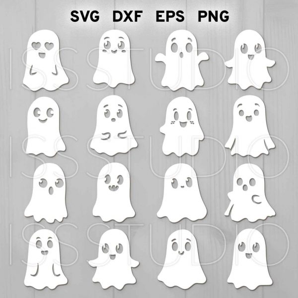 Spooky Ghost Bundle svg Glowforge Ghost svg Halloween Laser Cut File