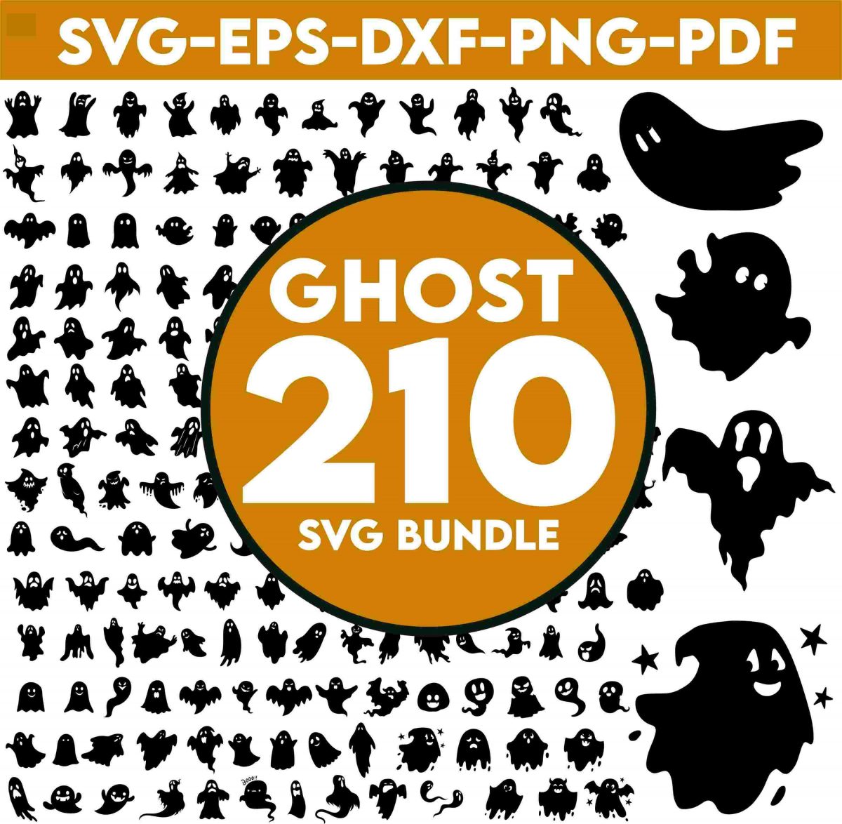 Spooky Ghost Bundle SVG PNG Clipart Cut Files for Cricut