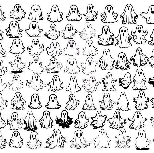 Spooky Ghost Bundle SVG PNG for Halloween Crafting