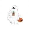 Spooky Ghost Drinking Coffee SVG Ghost Iced Coffee PNG Halloween