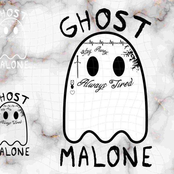 Spooky Ghost Malone PNG SVG Funny Cute Halloween Sublimation Graphics