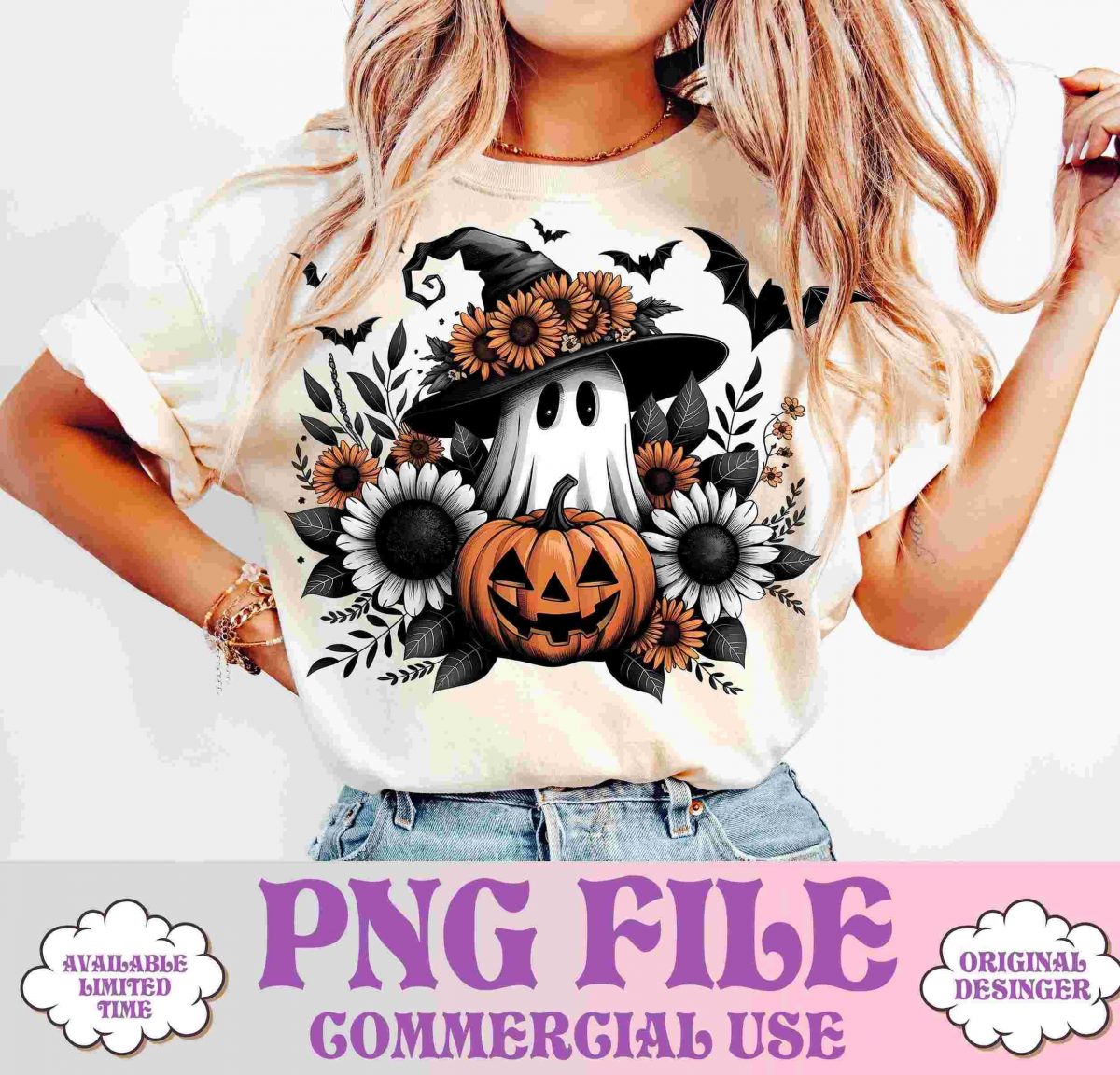 Spooky Ghost PNG Sublimation Design for Halloween Digital Download