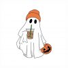 Spooky Ghost Sipping Coffee PNG Ghost Iced Coffee PNG Halloween Ghost