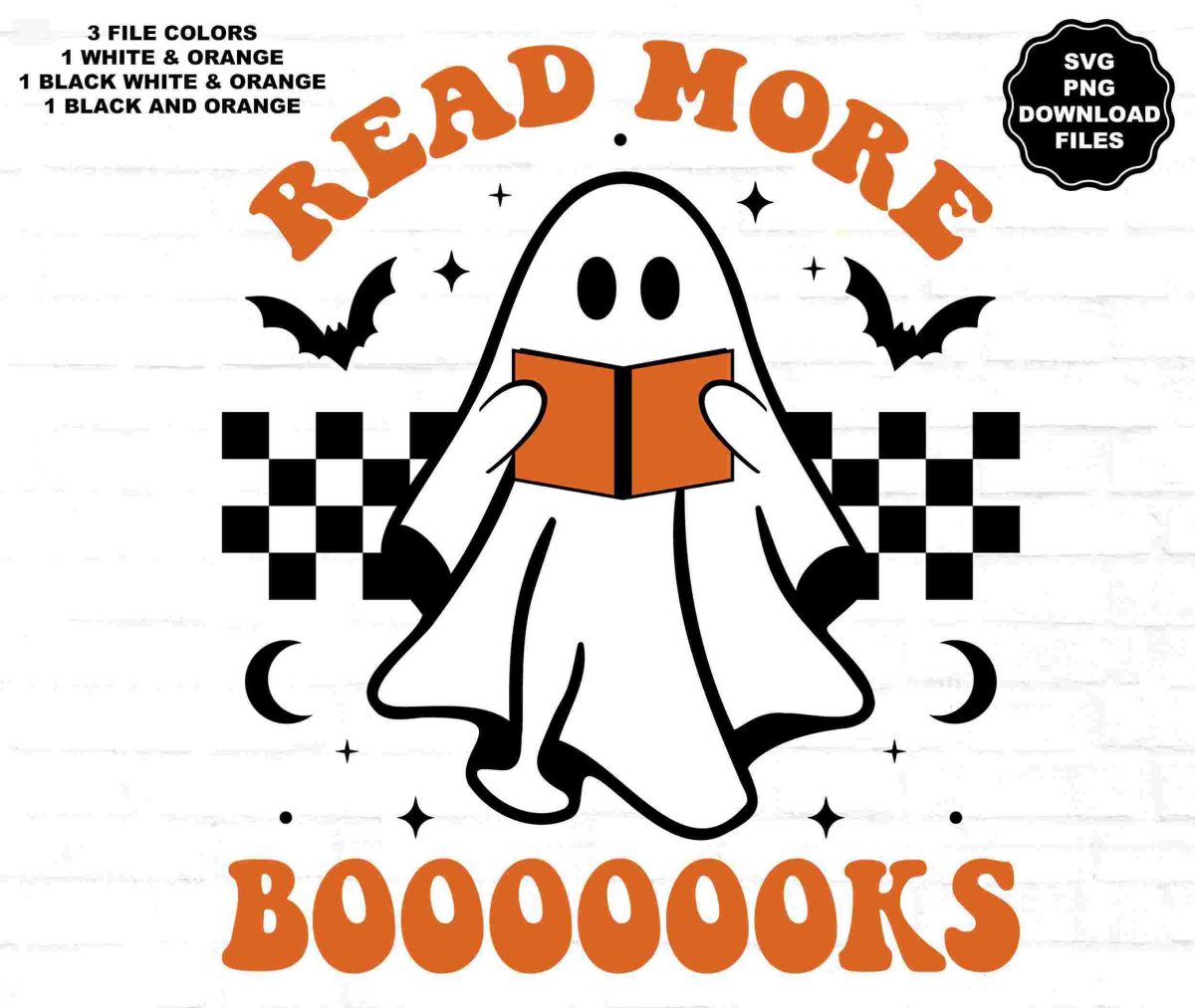 Spooky Ghost SVG Bundle for Halloween Books Clipart TShirt Decals