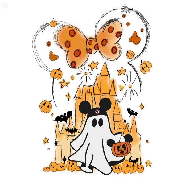 Spooky Ghost SVG Castle Watercolor PNG Fall Halloween Family