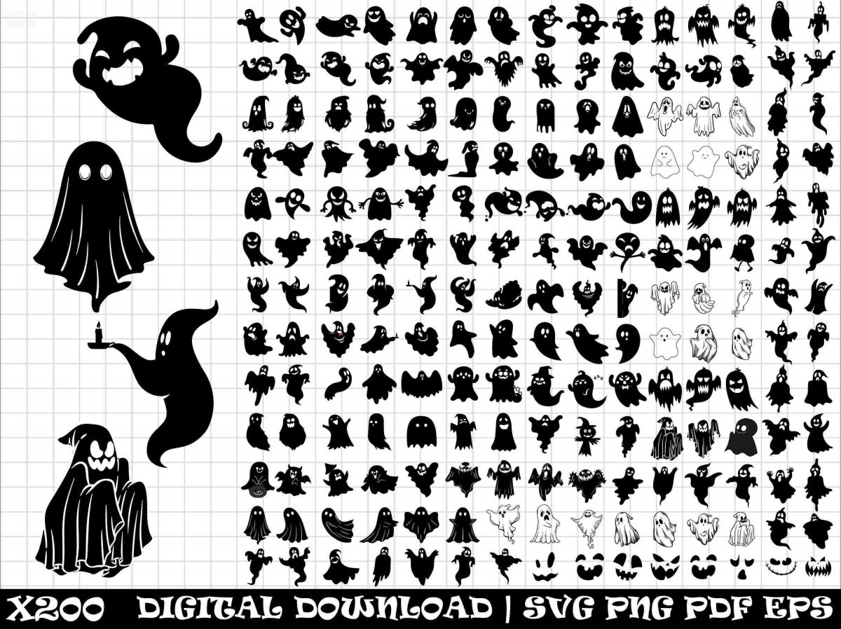 Spooky Ghost SVG PNG Bundle Clipart Silhouette Cricut Cut Files for