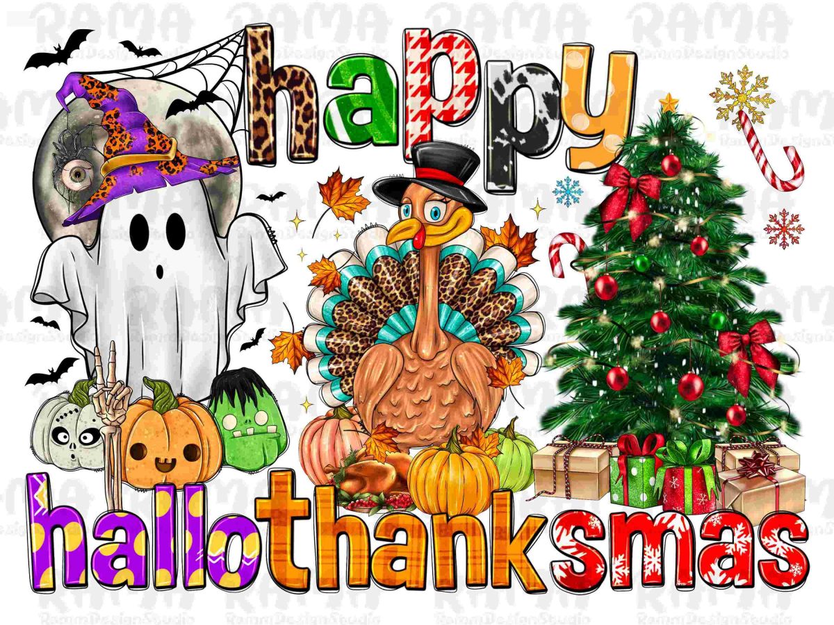 Spooky Ghost Turkey Tree SVG Festive Hallothanksmas PNG Holiday