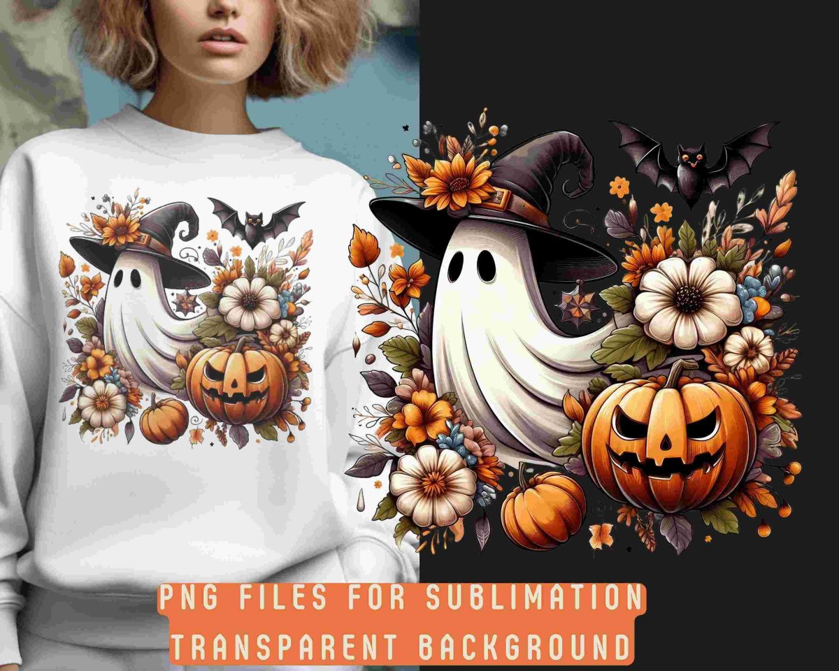 Spooky Ghosts and Autumn Designs Halloween PNG Hoodies Pumpkins