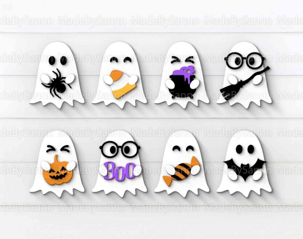 Spooky Ghosts Bundle SVG Halloween Laser Cut Files Glowforge