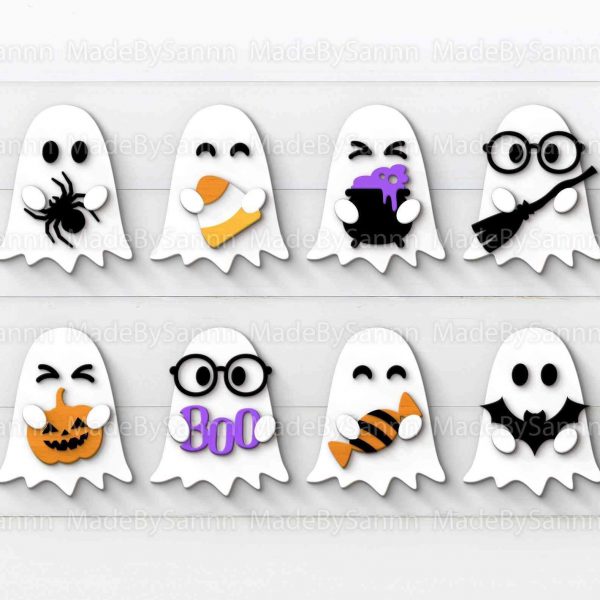 Spooky Ghosts Bundle SVG Halloween Laser Cut Files Glowforge