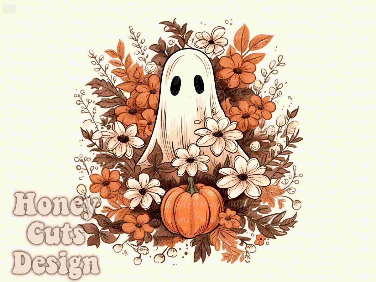 Spooky Ghosts Pumpkins Halloween Watercolor Sublimation Designs