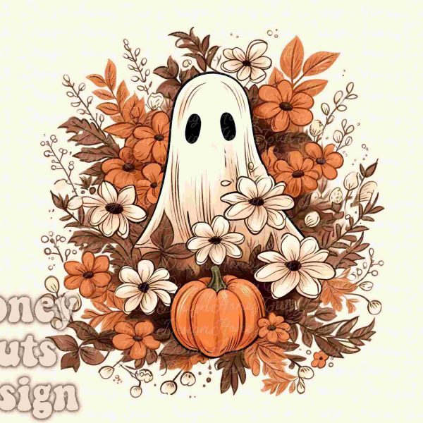 Spooky Ghosts Pumpkins Halloween Watercolor Sublimation Designs